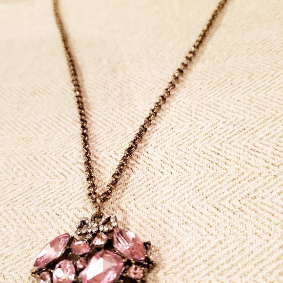 Betsey Johnson Vintage Pink Crystal Heart Necklace – Elegant Sparkling Statement - Picture 4 of 5